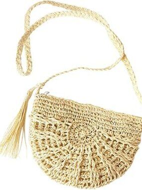 NEW Women Straw Crossbody Purse Beach Handmade Woven Shoulder Bag with Tassels